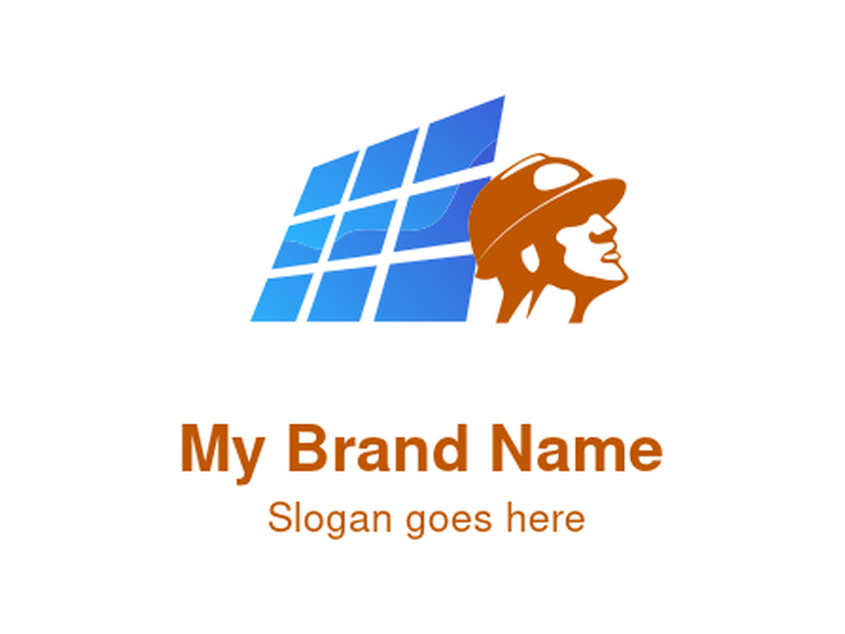 Solar Panel Installer and Engineer Logo for Renewable Energy Contractors, Solar System Technicians, Green Construction Services, and Sustainable Development